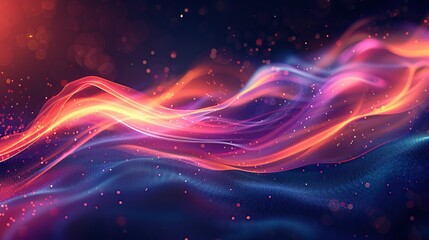 Obraz premium Glowing and smok blue and red waves on red, blue, black background, Generate AI.