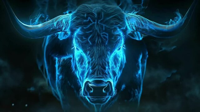 taurus bull blue abstract astrology and zodiac sign Generative AI