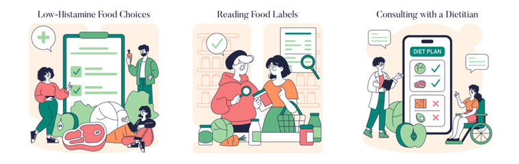Low Histamine Diet. Flat Vector Illustration