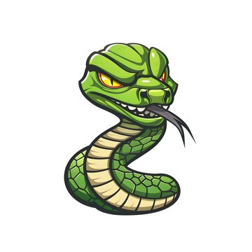 cartoon snake mascot character design vector, logo template isolated on white background 