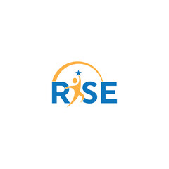 Rise logo, Rise letter with flat syle, people rising star logo template

