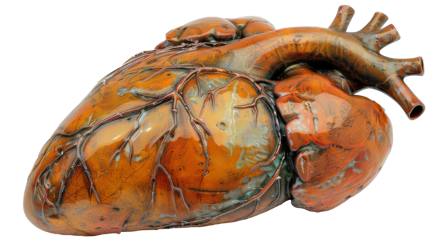 Diseased Heart Model. 3d Render of Human Heart Organ  on White Background. 