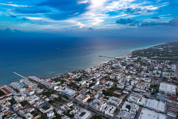 Aerial view of Playa del Carmen, Mexico in afternoon