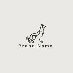 dog logo line art vector icon illustration design. pet shop logo template