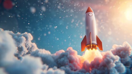 Fototapeta premium A rocket launch representing startup growth