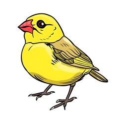 Fototapeta premium Finch in cartoon, doodle style . Image for t-shirt, web, mobile apps and ui. Isolated 2d vector illustration in logo, icon, sketch style