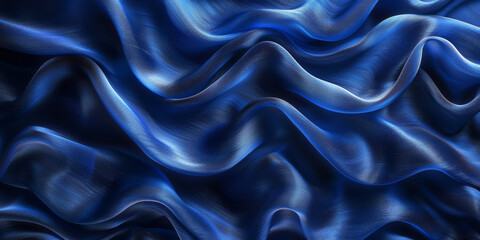 Obraz premium effect wave liquid design your space copy background elegant blue dark pleats soft wavy fabric shiny background texture satin silk blue dark background abstract blue black 