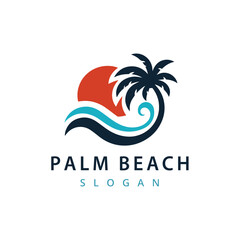 Obraz premium Tropical Beach Logo Design Template