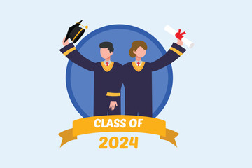 Class of 2024 concept. Colored flat vector illustration isolated.