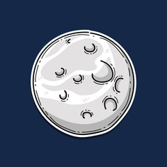 Full Moon vector sticker illustration design isolated in a dark blue background