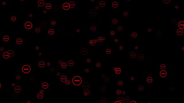 minus signs float horizontally from up to down. 
 Flying through a large number of mathematic symbols. 
 Futuristic battery charging blue indicator level low to full on white background.
