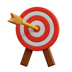3d rendered icon of a target and arrow