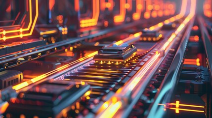 Efficient Innovation Futuristic Logistics Network with Glowing Geometric Patterns