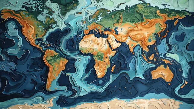 Currents Map: Ocean Movement on Earth's Surface, Gulf Stream and Pacific Stream