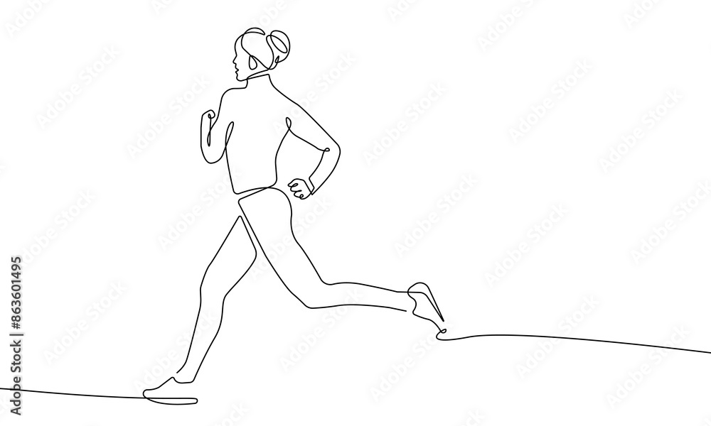 Poster runner one line drawing. running concept abstract minimal drawing. athlete continuous one line illus