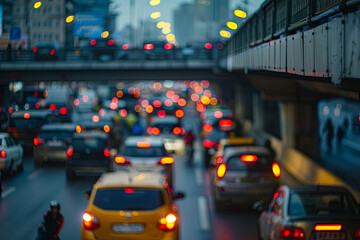 Busy city traffic overpass, urban transportation and infrastructure