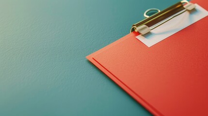 Blank note clipped on a file folder in close up