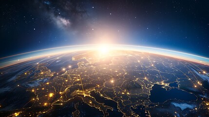 Fototapeta premium Global Connectivity: Illuminating the World's Digital Tapestry