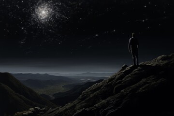 Fototapeta premium Astral Pinnacle Enchanted by the Night's Expansive Glow.jpeg