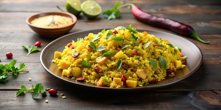 Spicy and tangy Maharashtrian breakfast Kanda Batata Poha , Maharashtrian, breakfast, Indian, cuisine, traditional