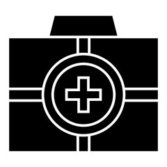 Doctor suitcase, healthcare simple black icon isolated on white