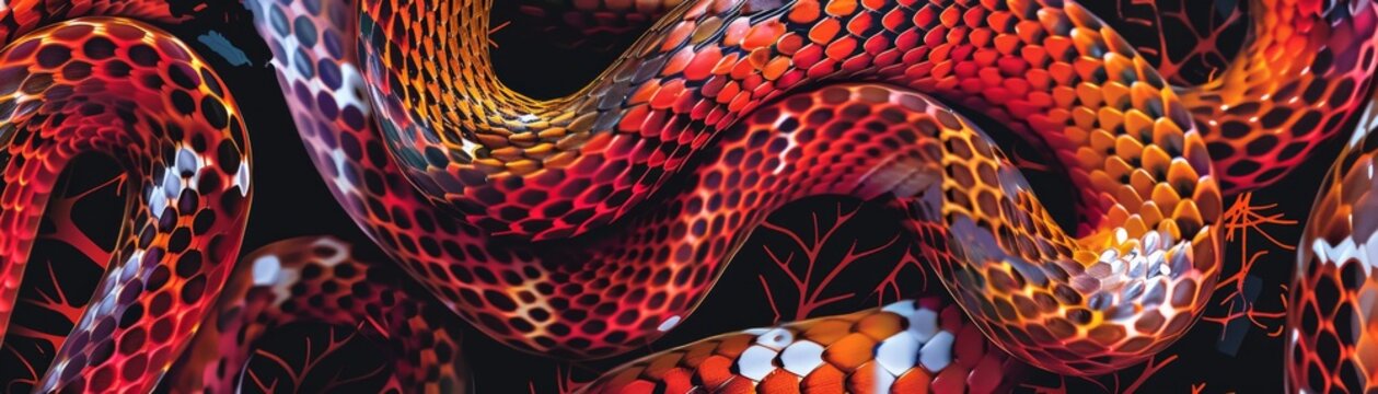 Vibrant Coral Snake Seamless Print Pattern for Textiles and Design Projects