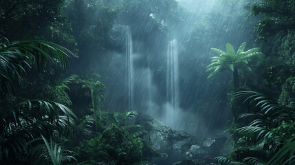 Obraz premium Beautiful natural panoramic tropical forest after rain