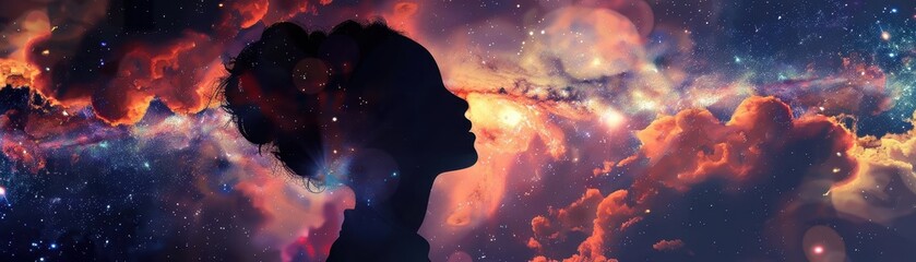 Obraz premium a person's head with a cosmic 