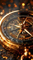 Fototapeta premium Vintage Compass with Glowing Sparks. Generative ai