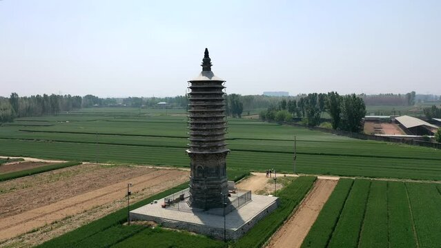  Aerial photo of Huangfu Temple Pagoda in Baoding City