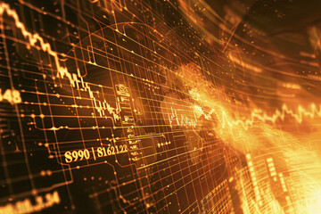 Fototapeta premium Stock market graph on a digital map, financial crisis and bearish trend