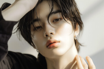 Naklejka premium アジア人男性 メンズビューティー