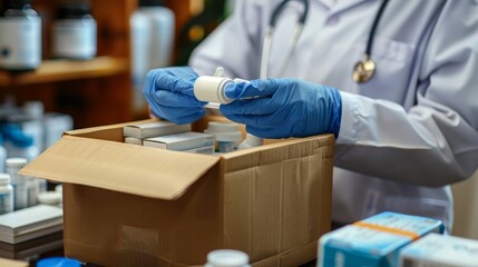Efficient Online Pharmacy Expert Pharmacist Packaging Medicines for Home Delivery