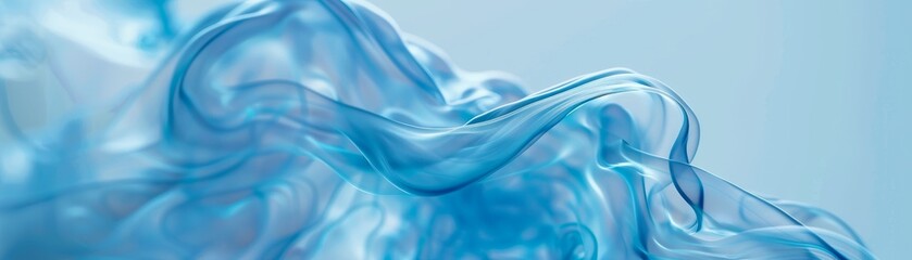 Abstract Blue Waves -  Flowing Silk Fabric Texture Background