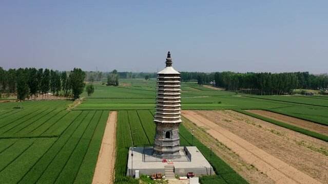  Aerial photo of Huangfu Temple Pagoda in Baoding City
