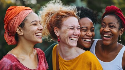 A Group of Joyful Women Celebrating Friendship and Unity,Embracing Diversity