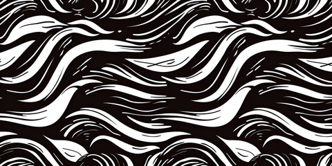 Fototapeta premium Wavy and swirled brush strokes vector seamless