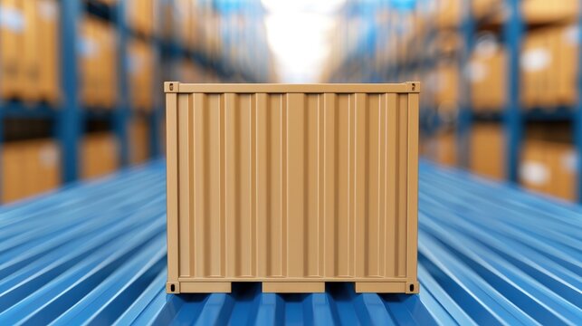 Close-Up View of Beige Wooden Pallet on Blue Plastic Shelf