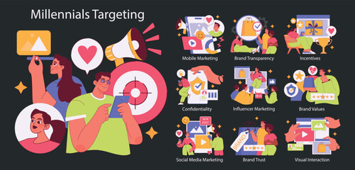 Millennials Targeting. Flat Vector Illustration