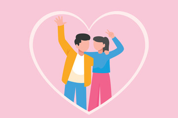 All about love concept. Colored flat vector illustration isolated.