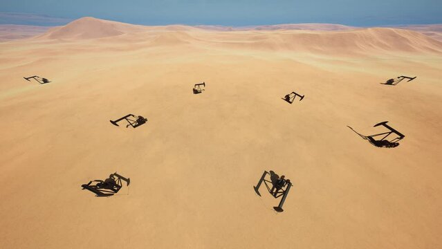 Oil extraction in desert regions. Harvesting liquid gold.
