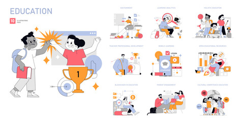 Fototapeta premium education. Flat Vector Illustration