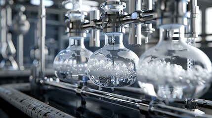 Dynamic Chemistry Reflux Condenser in Action Captivating Chemical Reaction Stock Image