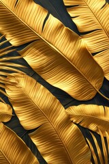 A gold leafy patterned background with a black background