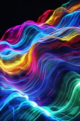 Obraz premium Vibrant, colorful abstract wave pattern with glowing neon lights