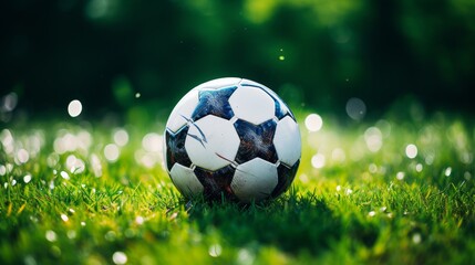 Naklejka premium Soccer ball scoring in the net against vivid green background in a dynamic sports moment