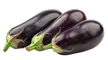 Fresh ripe raw aubergine or eggplant on transparent background 