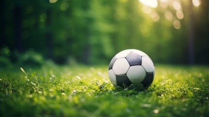 Fototapeta premium Soccer ball scoring into goal against vivid green background, sports success concept
