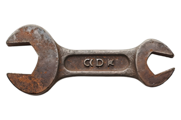 Wrench and puzzle part isolated on transparent background