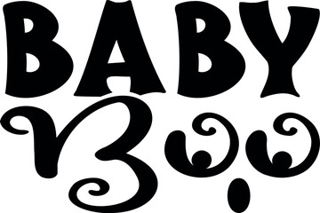 Baby boo. Halloween party lettering logo phrase. Black design element. Fashion design. Vector font illustration.